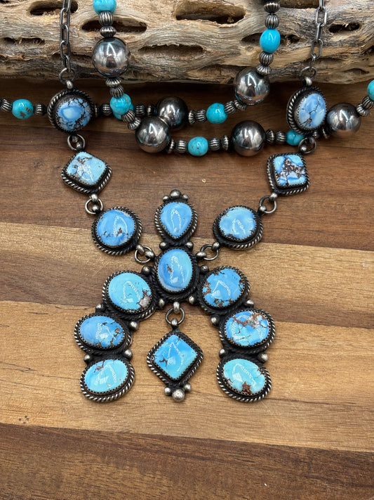 Golden Hills #101-10 Statement Naja Necklace by Devin Brown, Navajo
