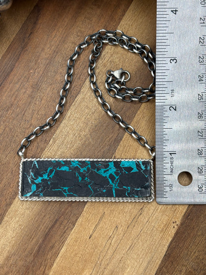 Blackjack Crush Mojave #917-37 Bar Necklace by Brandon Etcitty, Navajo