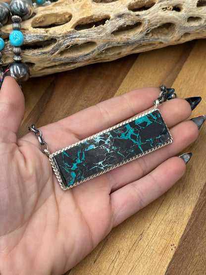 Blackjack Crush Mojave #917-37 Bar Necklace by Brandon Etcitty, Navajo