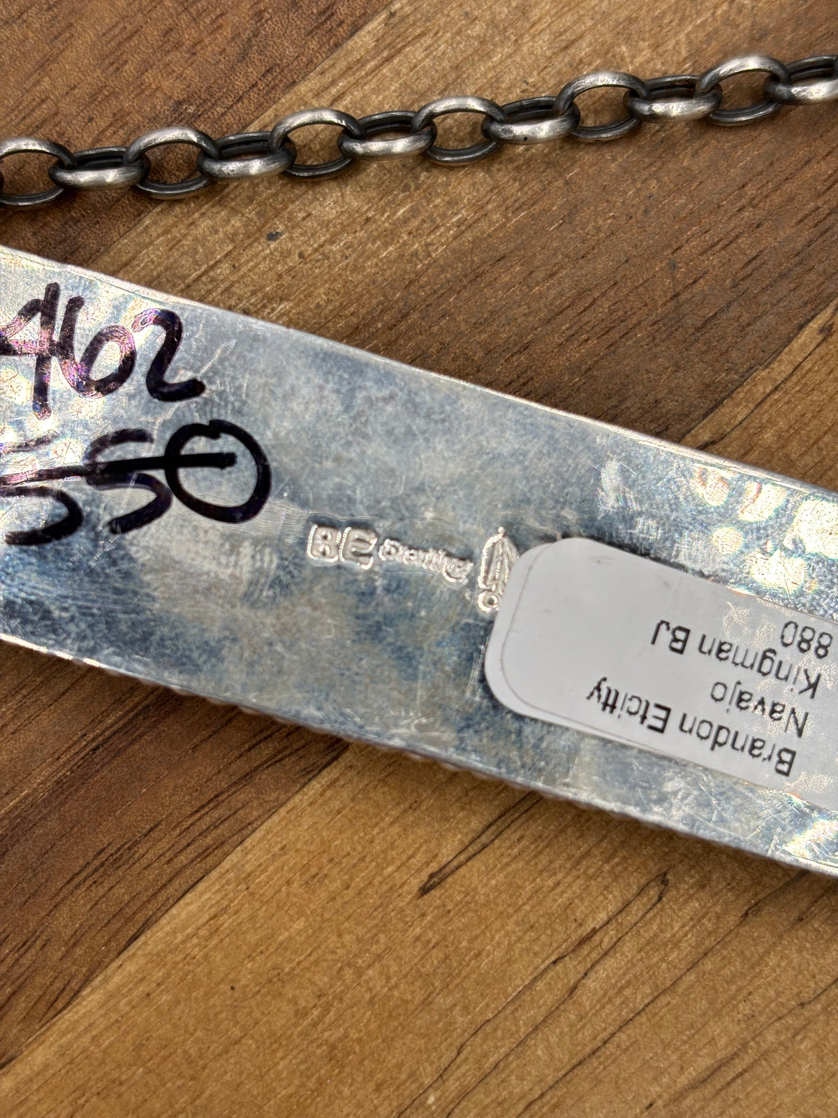 Blackjack Crush Mojave #917-37 Bar Necklace by Brandon Etcitty, Navajo