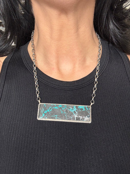 Blackjack Crush Mojave #917-37 Bar Necklace by Brandon Etcitty, Navajo