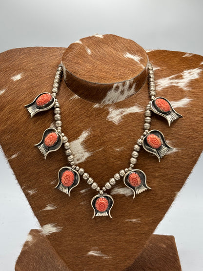 Pink Coral #101-9 Statement Necklace Set by S Ray