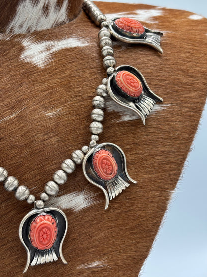 Pink Coral #101-9 Statement Necklace Set by S Ray
