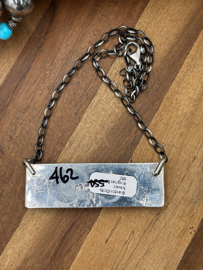 Blackjack Crush Mojave #917-38 Bar Necklace by Brandon Etcitty, Navajo