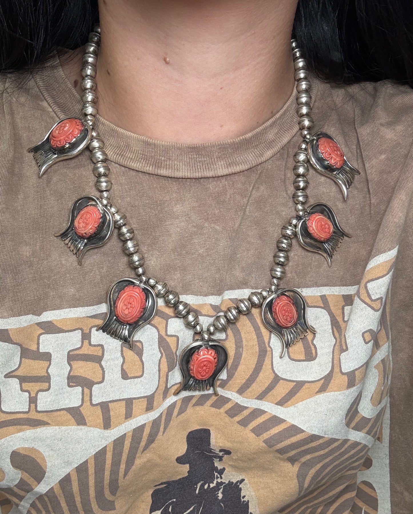 Pink Coral #101-9 Statement Necklace Set by S Ray