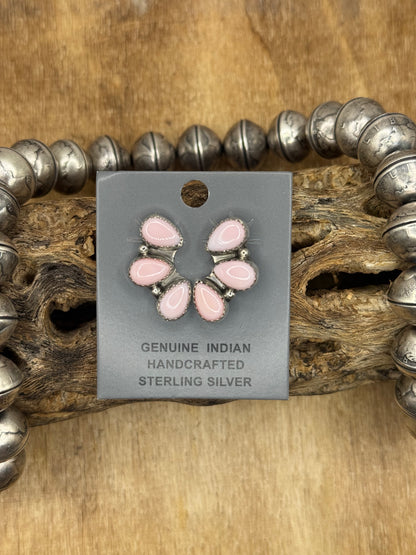 Pink Conch Stud Earrings #A by Maxine Ramirez, Navajo