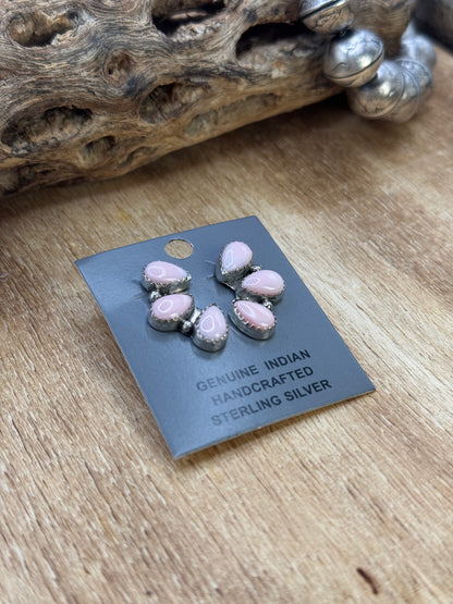 Pink Conch Stud Earrings #A by Maxine Ramirez, Navajo