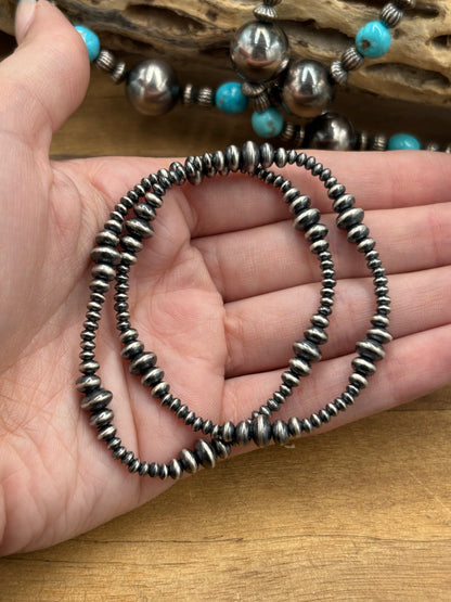 3-6mm #101-19 Rondelle Saucer Sterling Silver Pearl Stretchy Bracelet
