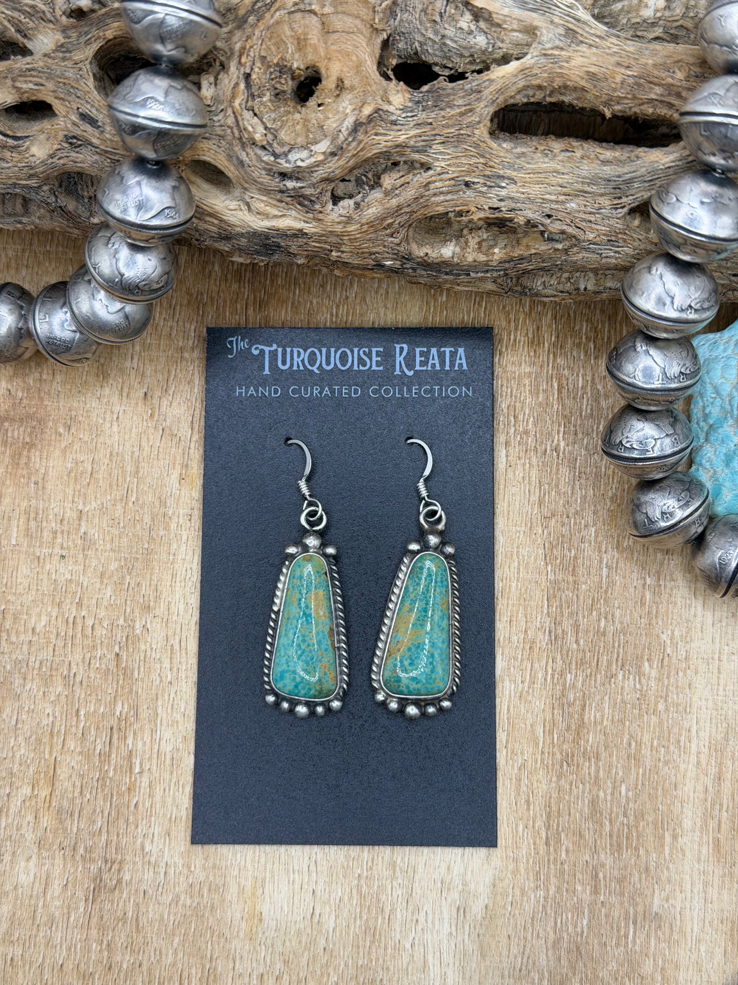 Turquoise Earrings #83-3 by Elouise Kee, Navajo