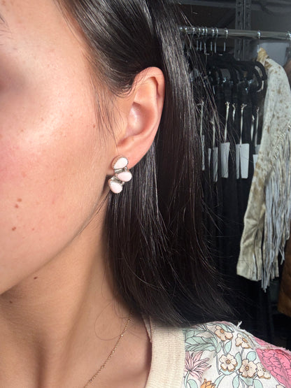 Pink Conch Stud Earrings #B by Maxine Ramirez, Navajo