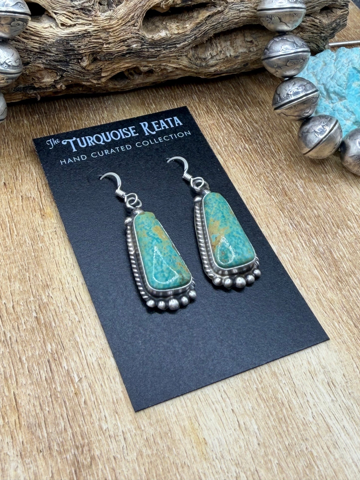 Turquoise Earrings #83-3 by Elouise Kee, Navajo