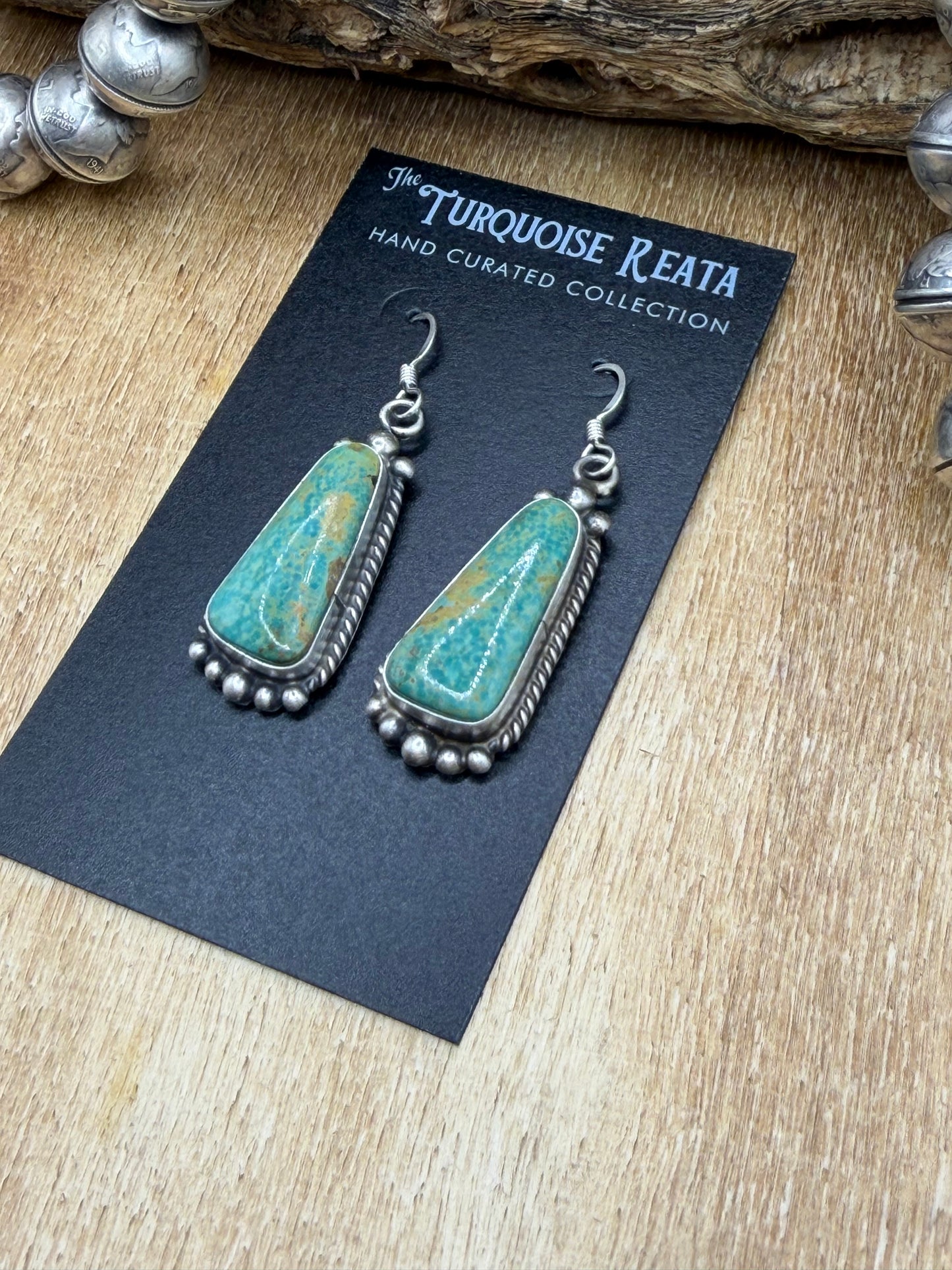 Turquoise Earrings #83-3 by Elouise Kee, Navajo