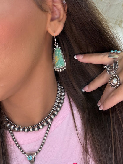 Turquoise Earrings #83-3 by Elouise Kee, Navajo