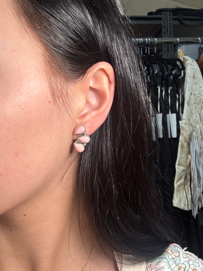 Pink Conch Stud Earrings #C by Maxine Ramirez, Navajo