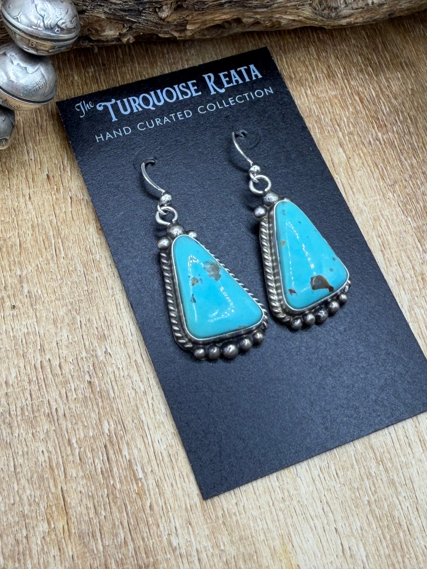 Turquoise Earrings #83-4 by Elouise Kee, Navajo