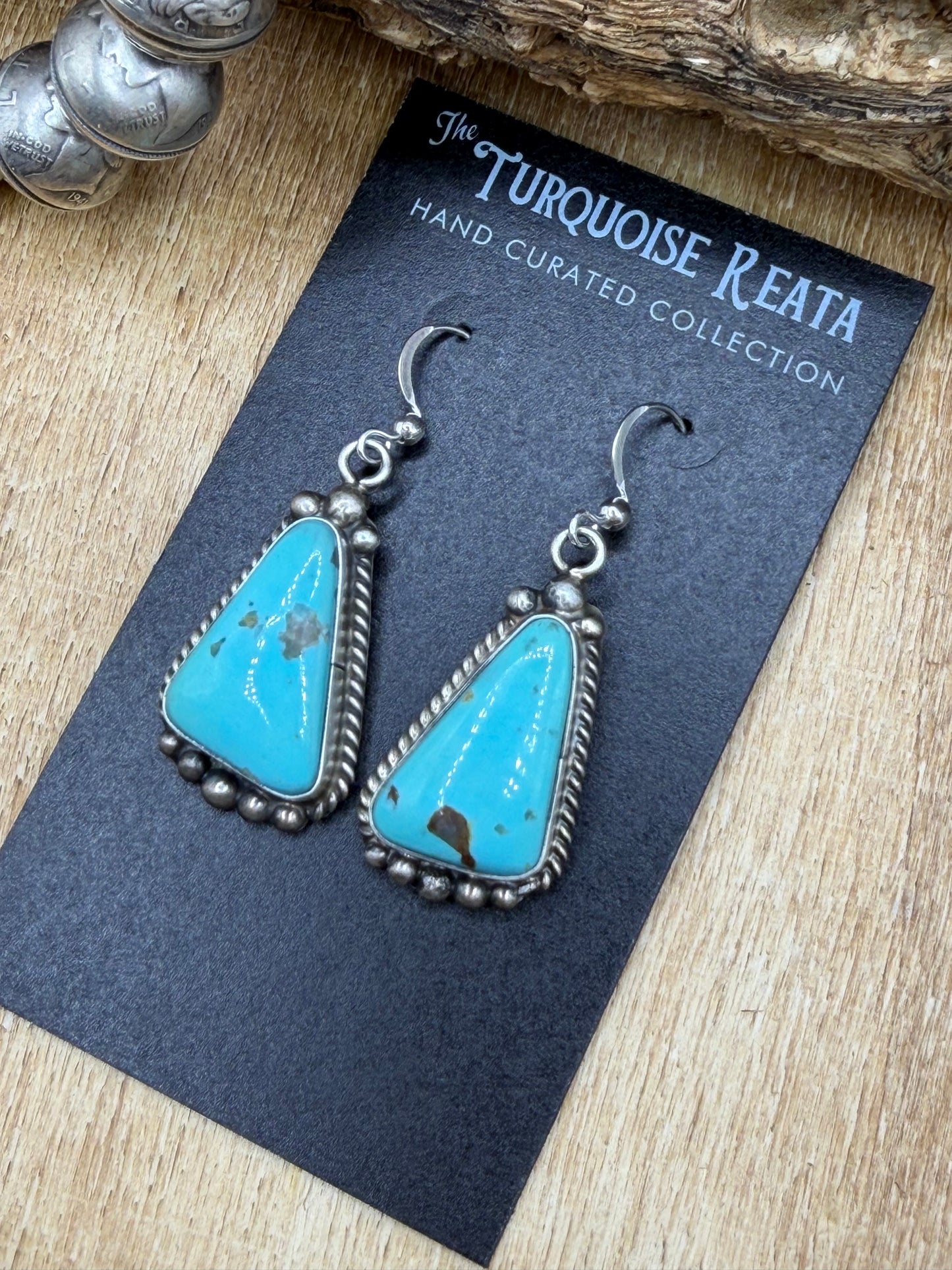 Turquoise Earrings #83-4 by Elouise Kee, Navajo