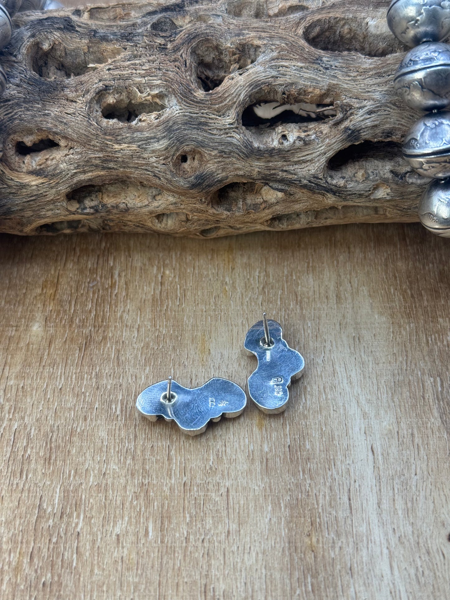 Pink Conch Stud Earrings #D by Maxine Ramirez, Navajo