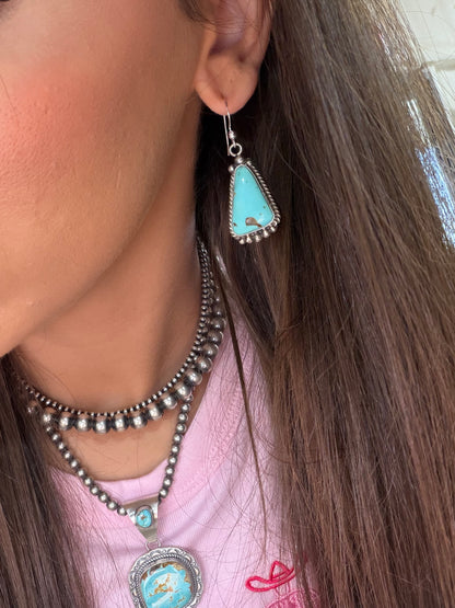 Turquoise Earrings #83-4 by Elouise Kee, Navajo