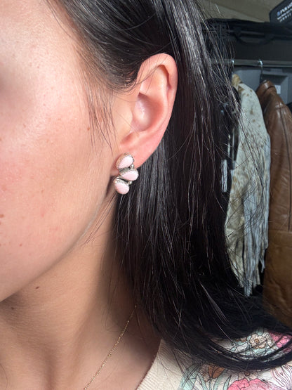 Pink Conch Stud Earrings #D by Maxine Ramirez, Navajo