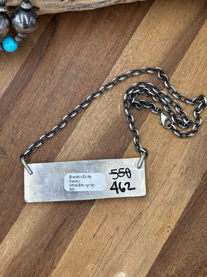 White Buffalo Mojave #917-39 Bar Necklace by Brandon Etcitty, Navajo