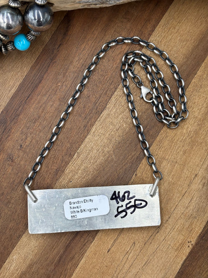 White Buffalo Mojave #917-40 Bar Necklace by Brandon Etcitty, Navajo