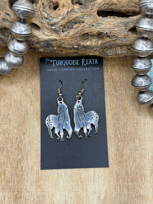 Horse Earrings by Herman Dagarito, Navajo