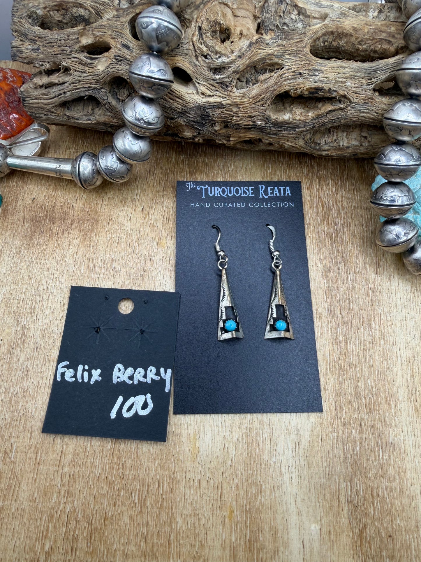 Shadow Box Earrings by Felix Berry, Navajo