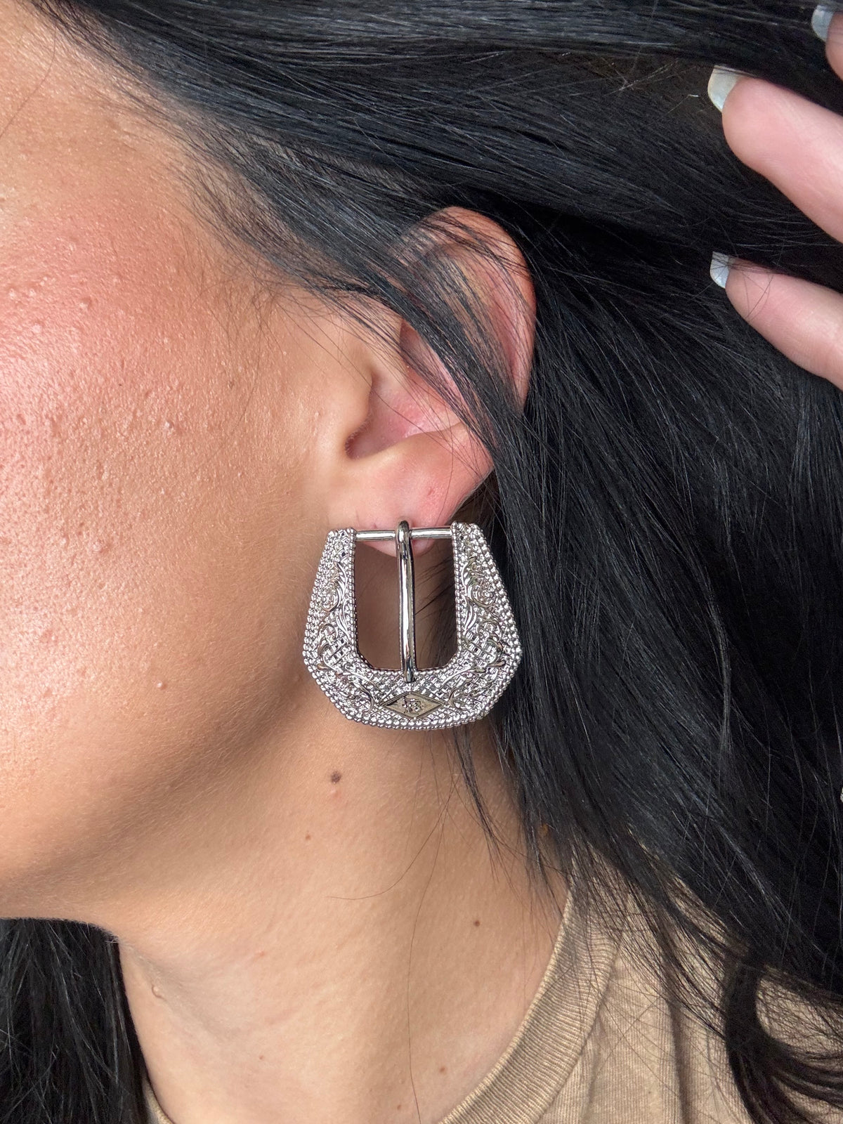 Silver Mini - Buckle Betty Earrings by Hillbetty