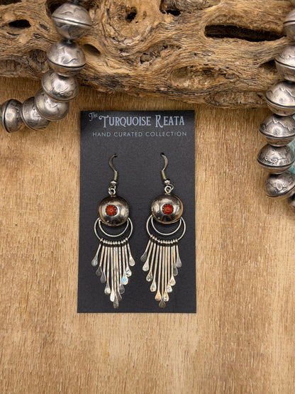 Coral Earrings by Paula Armstrong, Navajo
