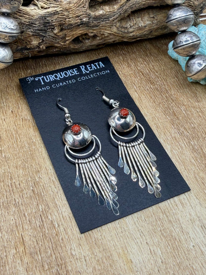 Coral Earrings by Paula Armstrong, Navajo