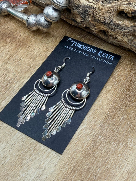 Coral Earrings by Paula Armstrong, Navajo