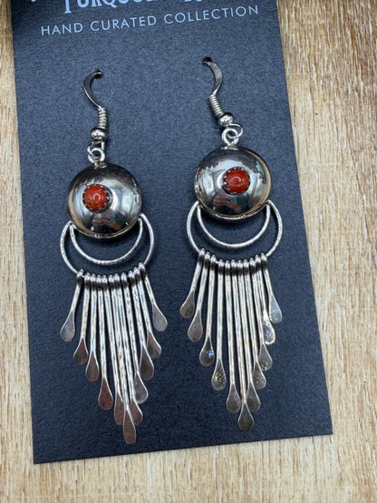 Coral Earrings by Paula Armstrong, Navajo