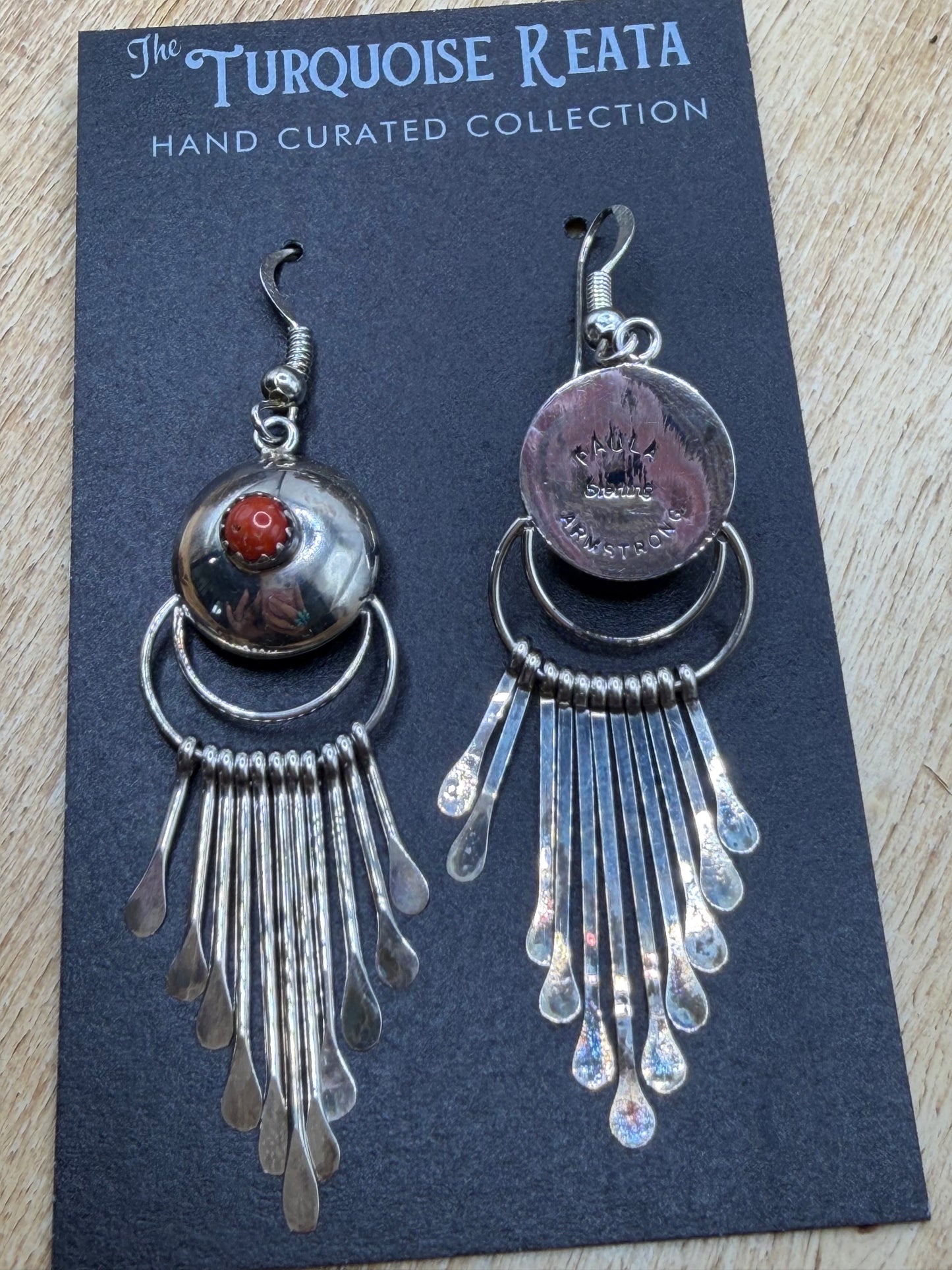 Coral Earrings by Paula Armstrong, Navajo