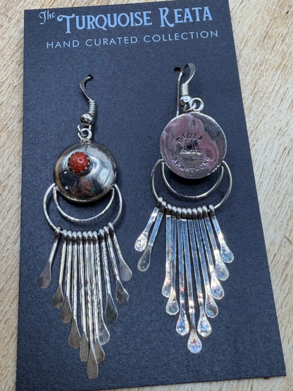 Coral Earrings by Paula Armstrong, Navajo