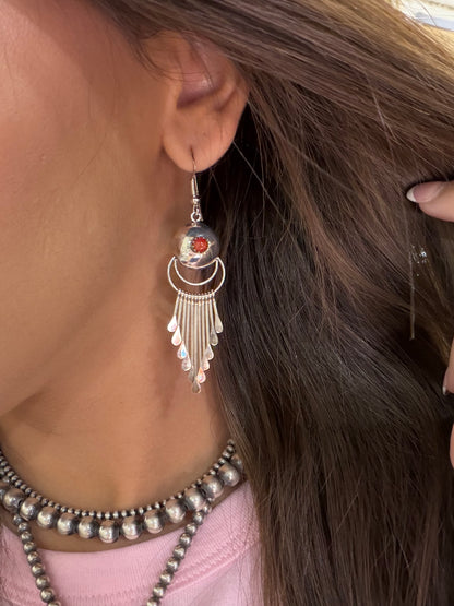 Coral Earrings by Paula Armstrong, Navajo
