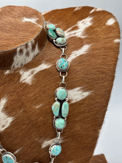 Carico Lake #101-7 Turquoise Statement Necklace Set by Ella Peter, Navajo