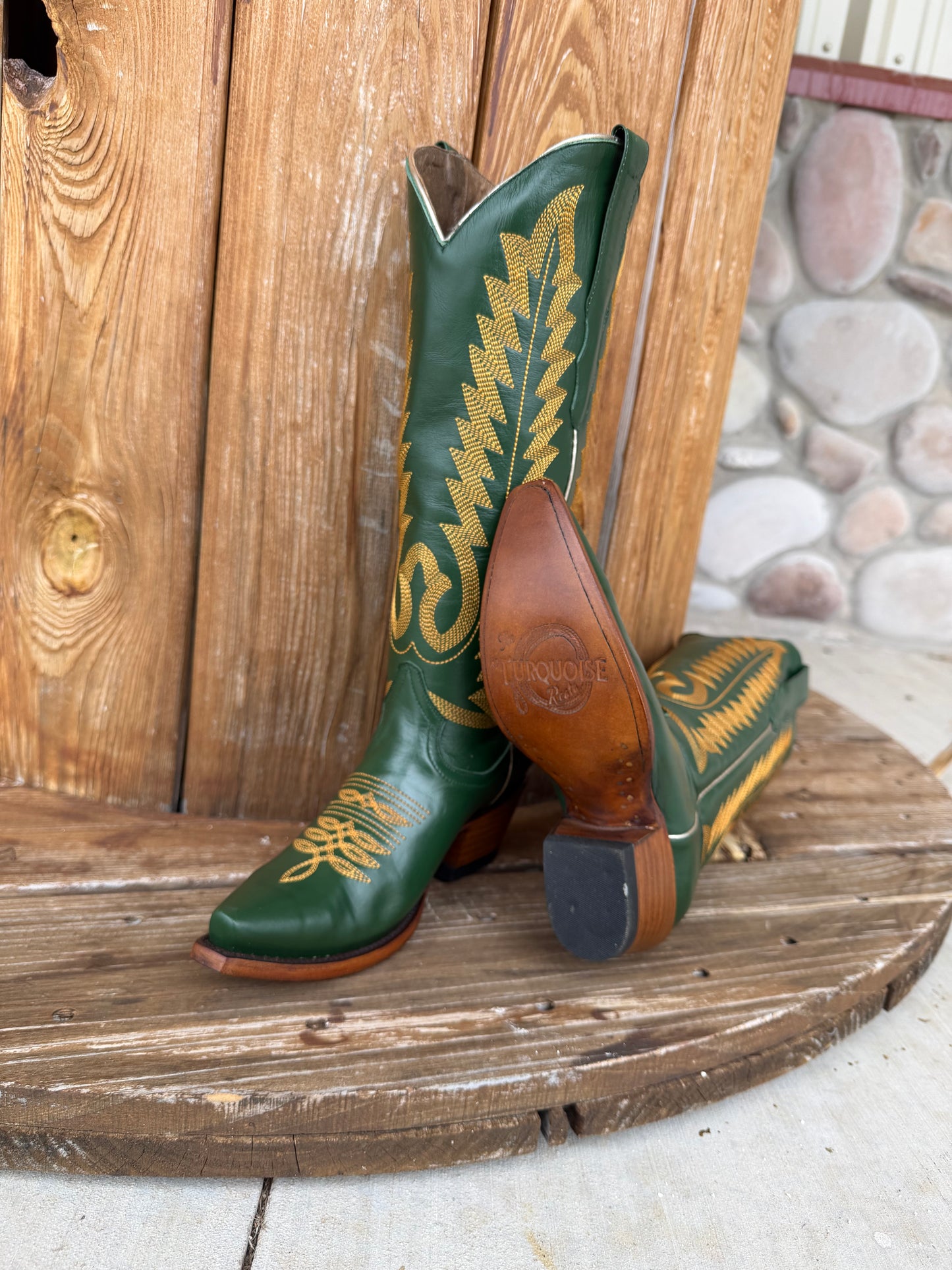 Signature Turquoise Reata Boot – The Marcie Emerald Green Snip Toe Boot