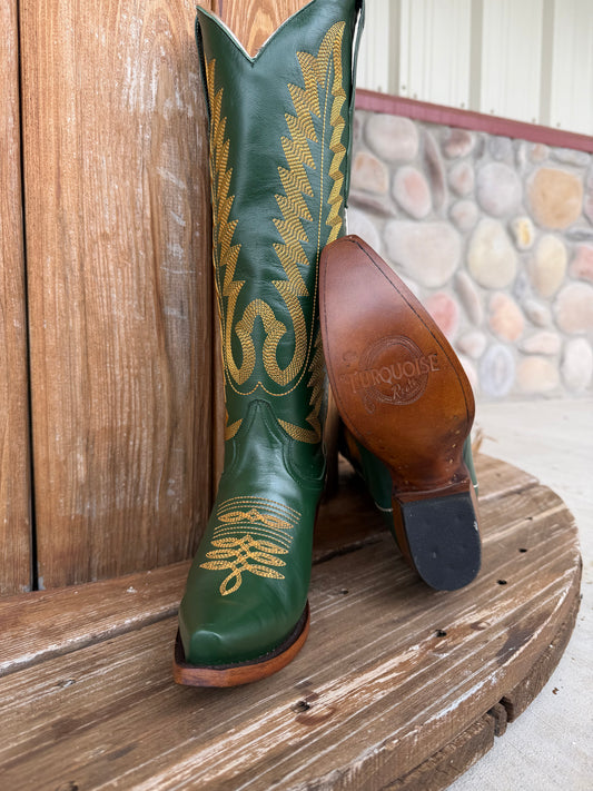 Signature Turquoise Reata Boot – The Marcie Emerald Green Snip Toe Boot