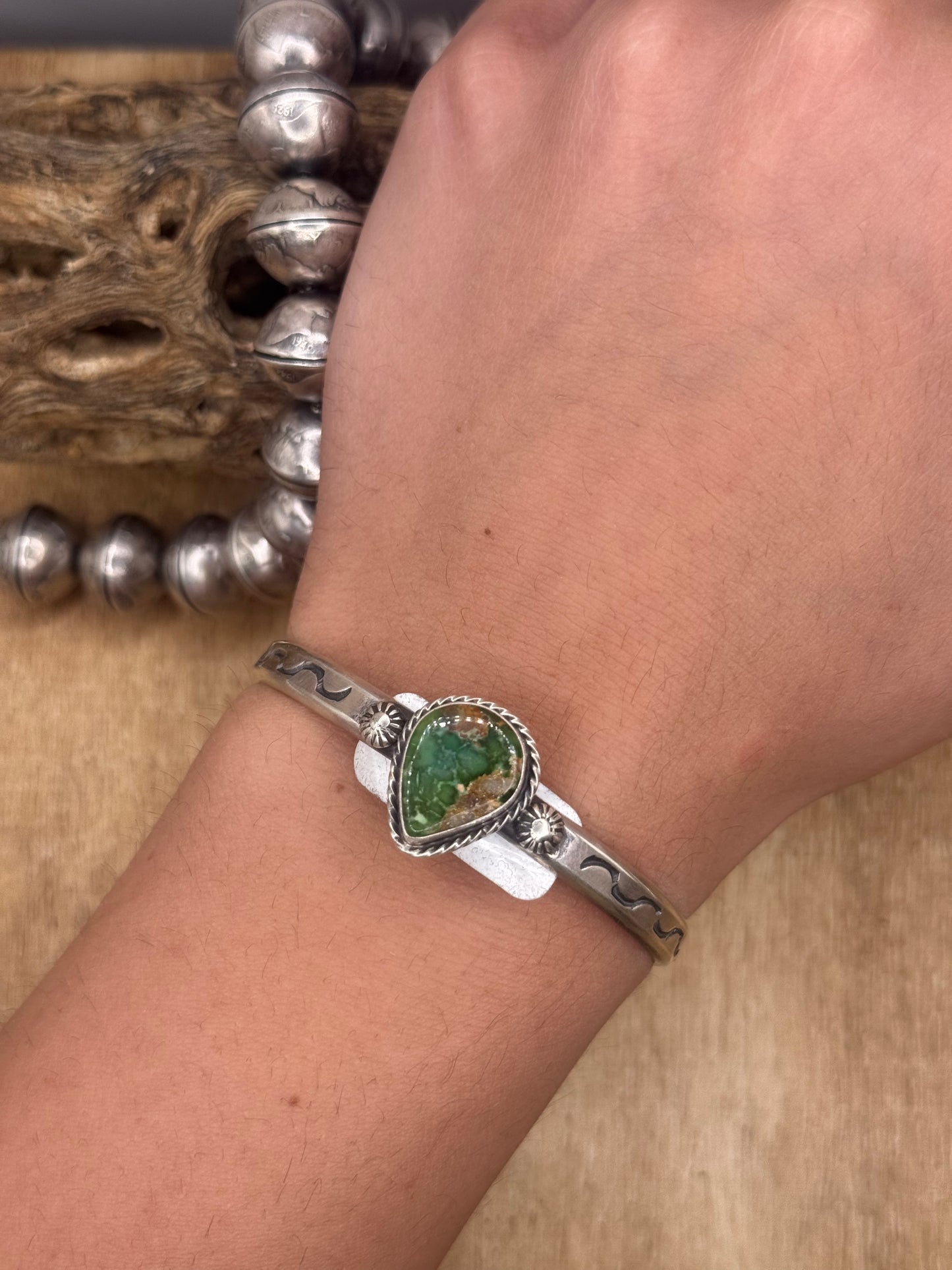 Sonoran Gold Cuff #D by Sam Yellowhair, Navajo