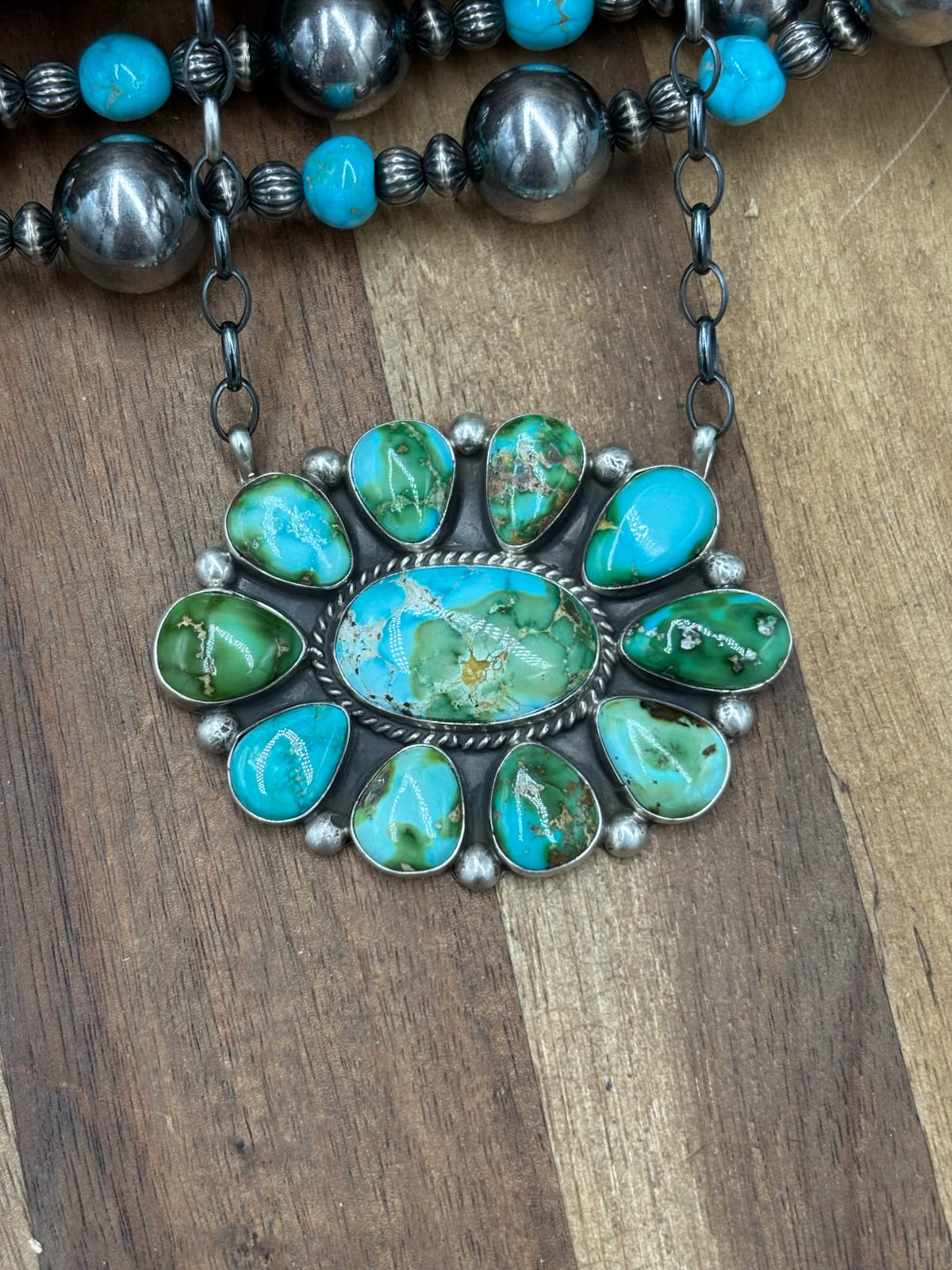 Sonoran Gold #1014-2 Cluster Necklace by Gerildine James, Navajo