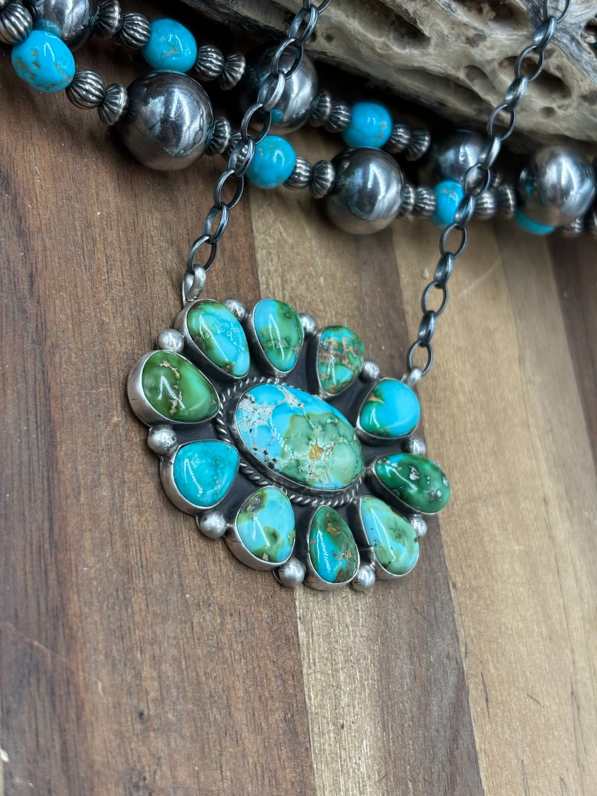 Sonoran Gold #1014-2 Cluster Necklace by Gerildine James, Navajo