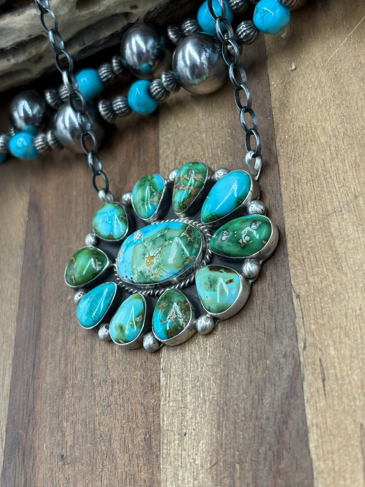 Sonoran Gold #1014-2 Cluster Necklace by Gerildine James, Navajo