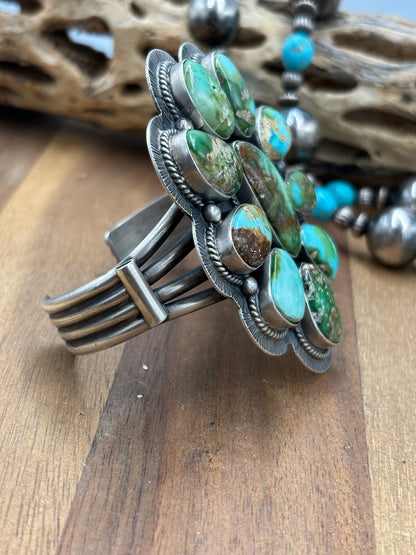 Sonoran Gold #1014-3 Cluster Cuff by Lyle Piaso, Navajo