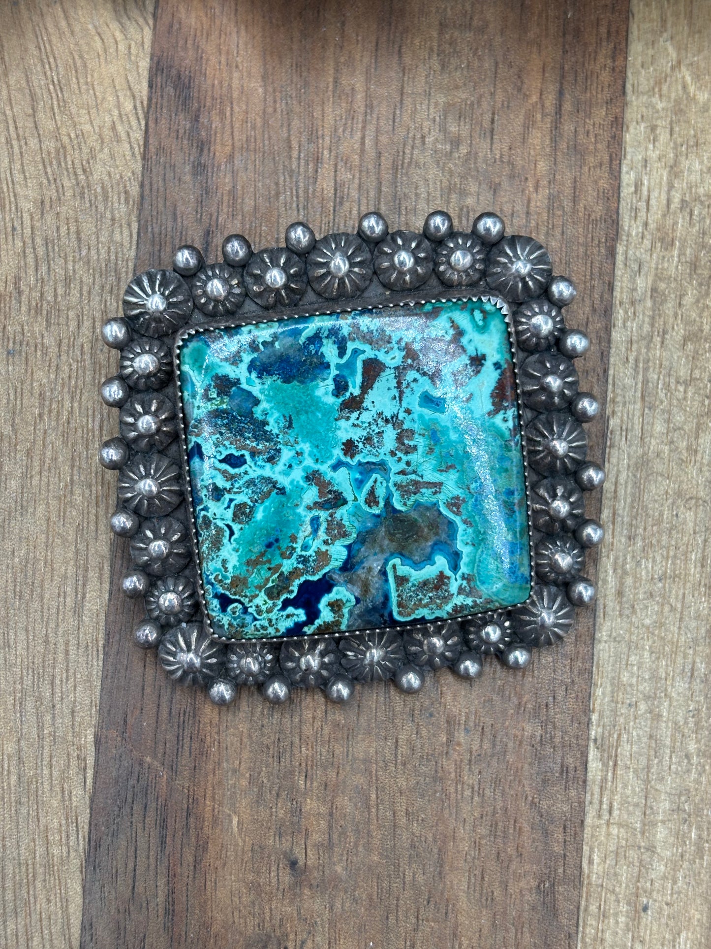 Chrysocolla Azurite #1030-1 Pendant by ST, Navajo