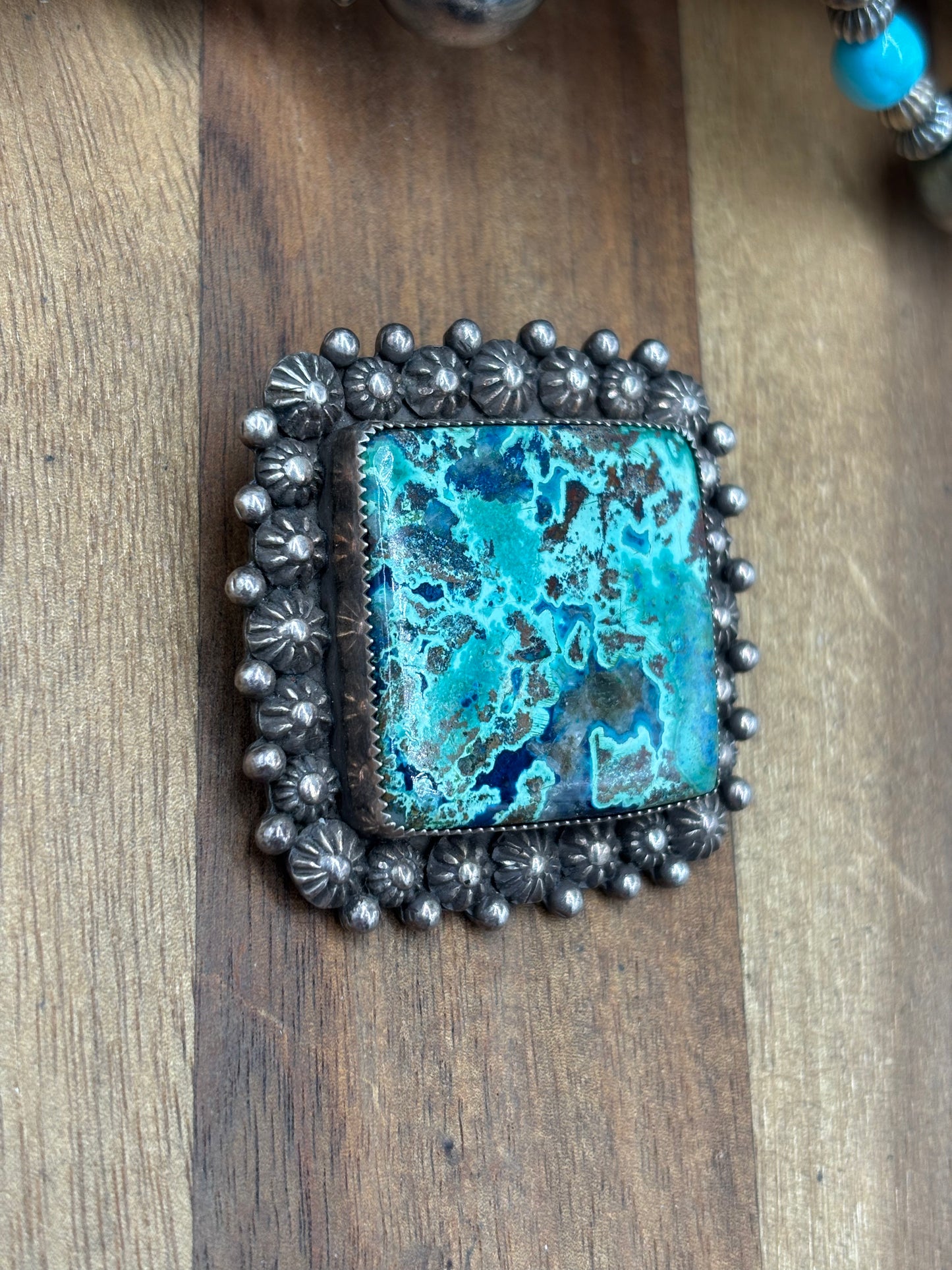 Chrysocolla Azurite #1030-1 Pendant by ST, Navajo