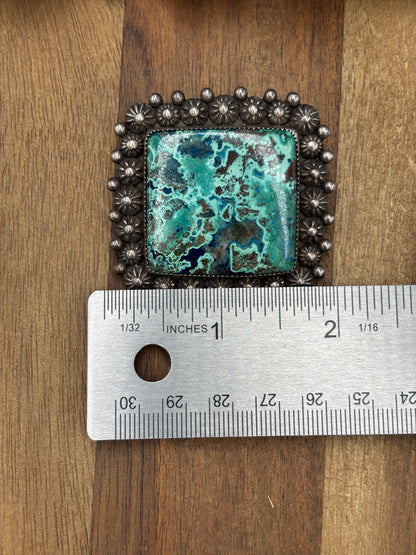 Chrysocolla Azurite #1030-1 Pendant by ST, Navajo