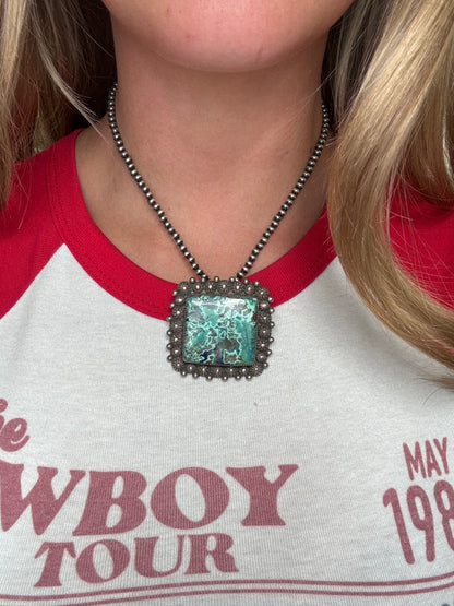 Chrysocolla Azurite #1030-1 Pendant by ST, Navajo