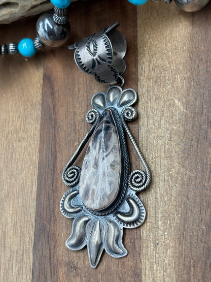 Petrified Wood #1030-2 Pendant by Robert Johnson, Navajo