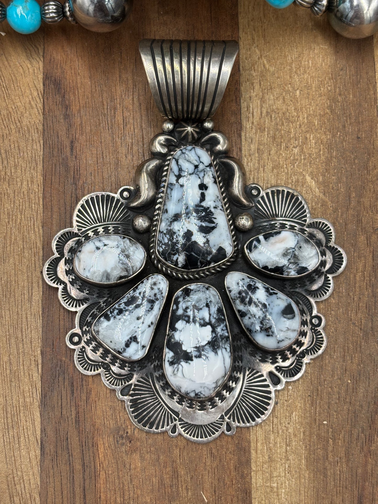White Buffalo #1030-4 Pendant by Albert Jake, Navajo