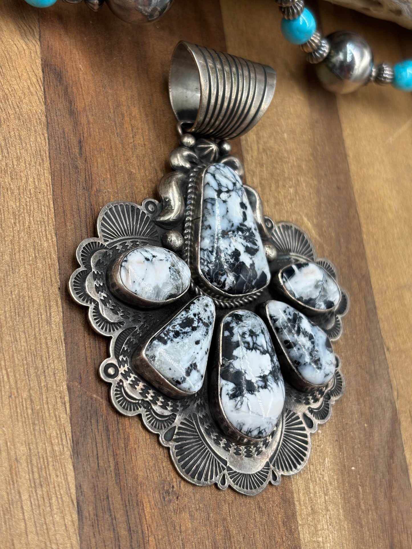 White Buffalo #1030-4 Pendant by Albert Jake, Navajo